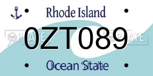 0ZT089 Rhode Island License Plate