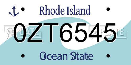0ZT6545 Rhode Island License Plate