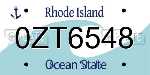 0ZT6548 Rhode Island License Plate