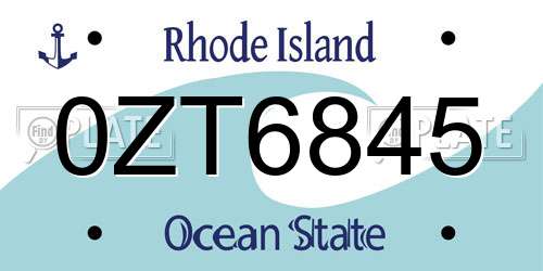 0ZT6845 Rhode Island License Plate