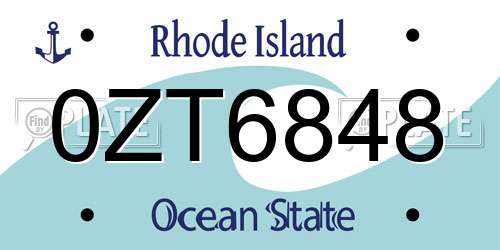 0ZT6848 Rhode Island License Plate