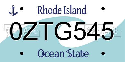 0ZTG545 Rhode Island License Plate