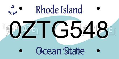 0ZTG548 Rhode Island License Plate
