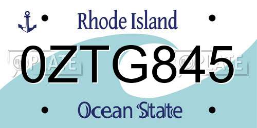 0ZTG845 Rhode Island License Plate