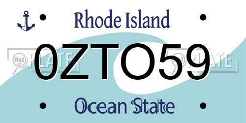 0ZTO59 Rhode Island License Plate