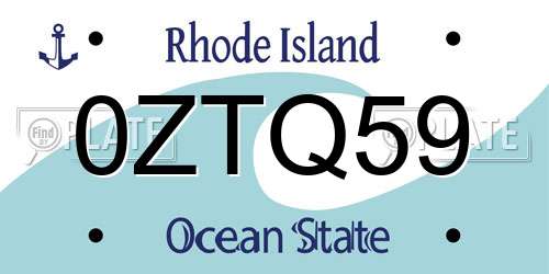 0ZTQ59 Rhode Island License Plate