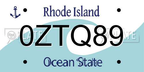 0ZTQ89 Rhode Island License Plate