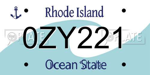 0ZY221 Rhode Island License Plate