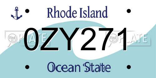 0ZY271 Rhode Island License Plate