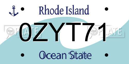 0ZYT71 Rhode Island License Plate
