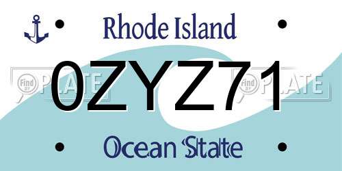 0ZYZ71 Rhode Island License Plate