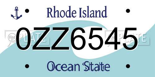 0ZZ6545 Rhode Island License Plate