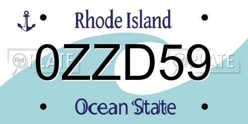 0ZZD59 Rhode Island License Plate