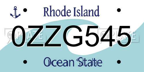 0ZZG545 Rhode Island License Plate