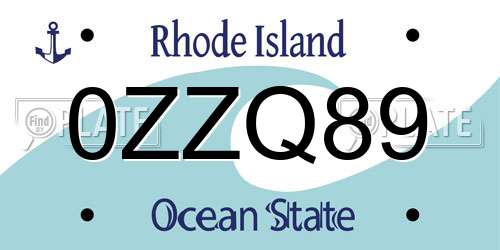 0ZZQ89 Rhode Island License Plate