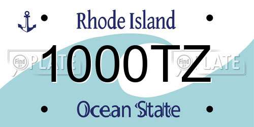 1000TZ Rhode Island License Plate