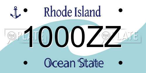 1000ZZ Rhode Island License Plate