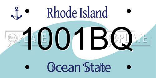1001BQ Rhode Island License Plate