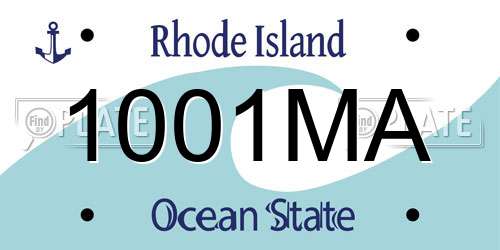 1001MA Rhode Island License Plate