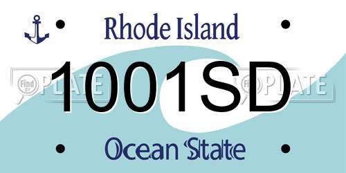 1001SD Rhode Island License Plate