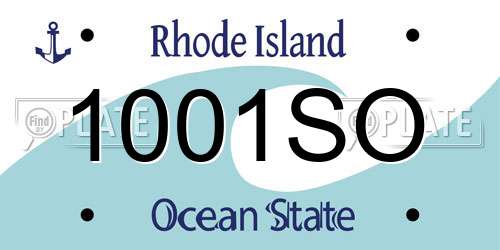 1001SO Rhode Island License Plate