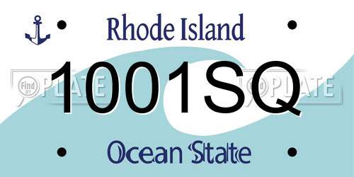 1001SQ Rhode Island License Plate