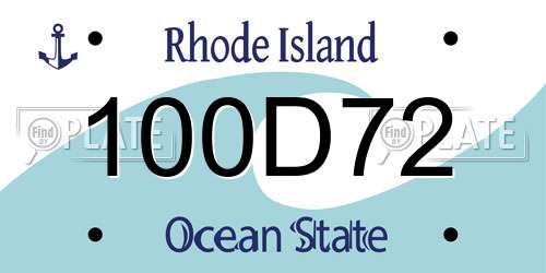 100D72 Rhode Island License Plate