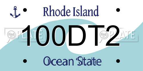 100DT2 Rhode Island License Plate