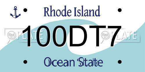 100DT7 Rhode Island License Plate