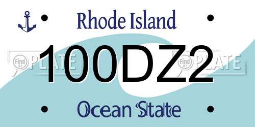 100DZ2 Rhode Island License Plate