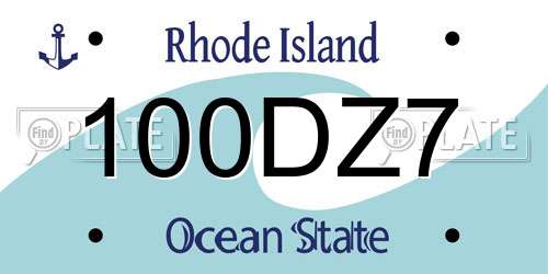 100DZ7 Rhode Island License Plate