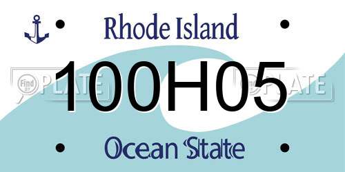 100H05 Rhode Island License Plate