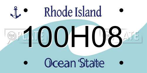 100H08 Rhode Island License Plate