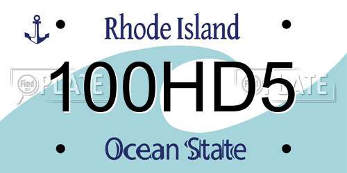 100HD5 Rhode Island License Plate