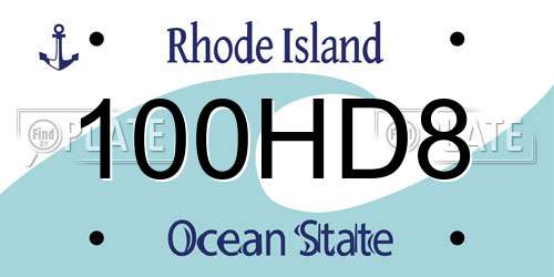 100HD8 Rhode Island License Plate
