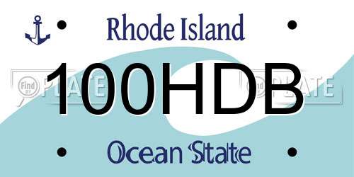 100HDB Rhode Island License Plate