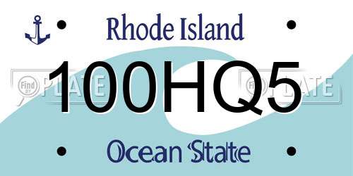 100HQ5 Rhode Island License Plate