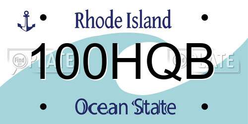 100HQB Rhode Island License Plate