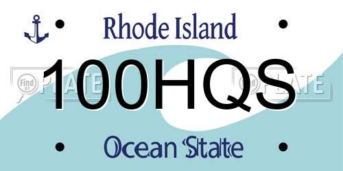100HQS Rhode Island License Plate
