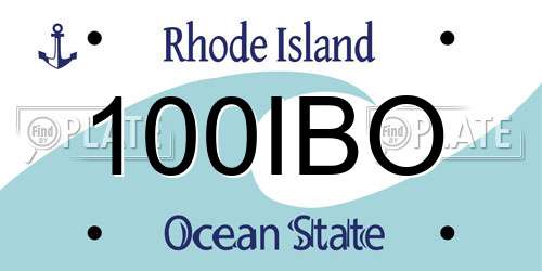 100IBO Rhode Island License Plate