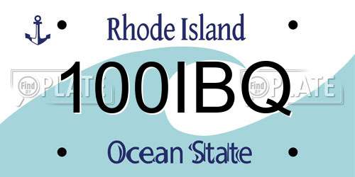 100IBQ Rhode Island License Plate