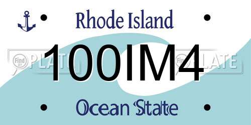 100IM4 Rhode Island License Plate