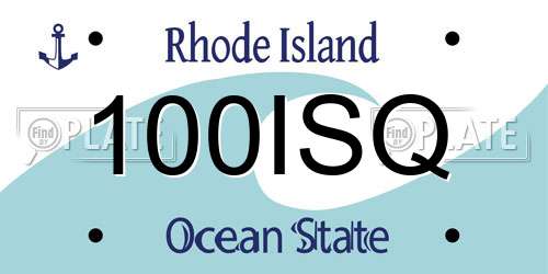 100ISQ Rhode Island License Plate