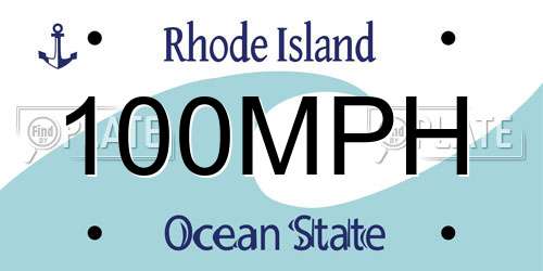 100MPH Rhode Island License Plate