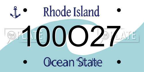 100O27 Rhode Island License Plate