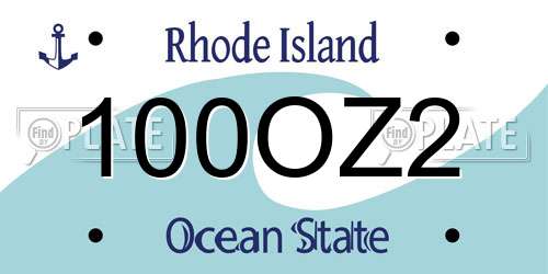 100OZ2 Rhode Island License Plate