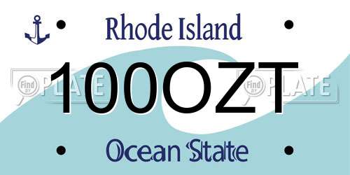 100OZT Rhode Island License Plate