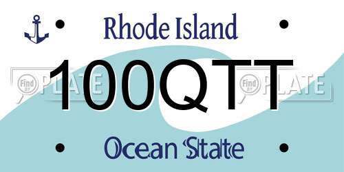 100QTT Rhode Island License Plate