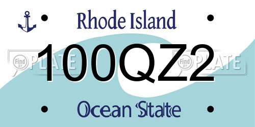 100QZ2 Rhode Island License Plate