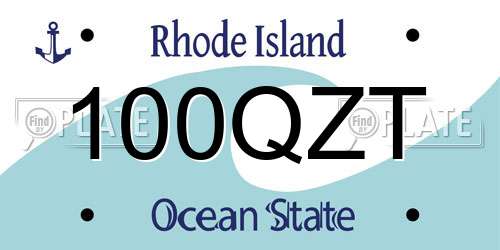 100QZT Rhode Island License Plate